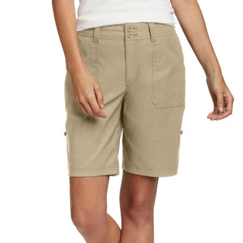 Eddie Bauer- Women’s Lightweight Adjustable Length Bermuda Short, Beige - Picture 4 of 8